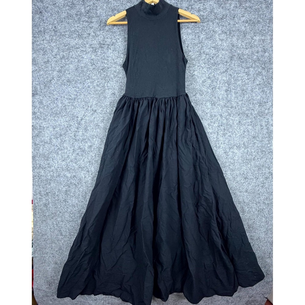 Reformation Fit & Flare Dress Womens Large Black Ribbed Goth Prom Witchy HOCO